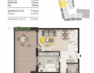 Apartament de 3 camere, complex rezidential de lux, zona semicentrala