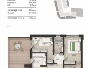 Apartament de 3 camere, complex rezidential de lux, zona semicentrala