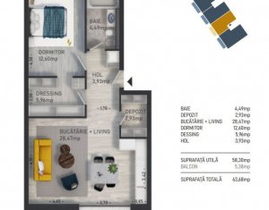Apartament 2 camere  Baciu zona Regal