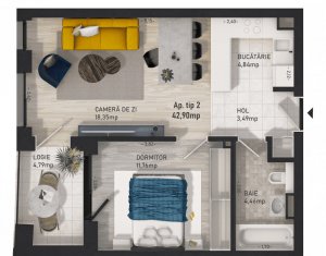 Apartament nou de 2 camere, imobil nou, zona centrala, ideal investitie ! 