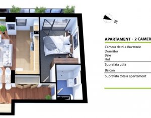 Apatament 2 camere, 55 mp utili, terasa, garaj, Grand Park Residence 