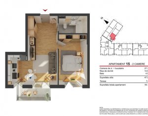 Apartament cu 2 camere, in constructie noua din Marasti