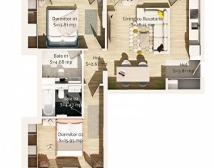 Apartamente 3 camere, 73 mp, terase, imobil nou si modern, Centru