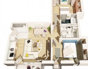 Apartamente 3 camere, 73 mp, terase, imobil nou si modern, Centru