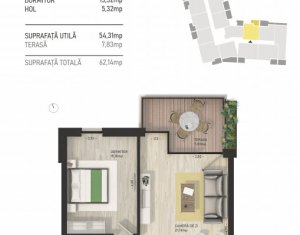 Apartament de 2 camere, complex rezidential de lux, zona semicentrala