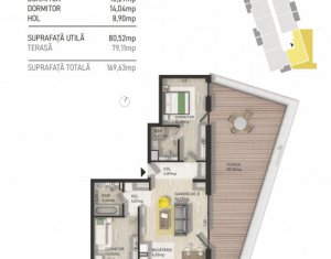 Penthouse de 3 camere, complex rezidential de lux, zona semicentrala
