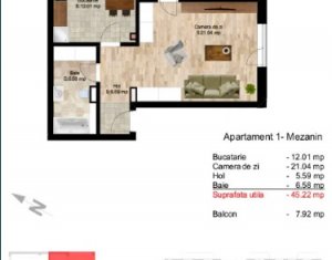 Apartament cu 1 camera, ultracentral, birou sau locuinta, 45 mp 