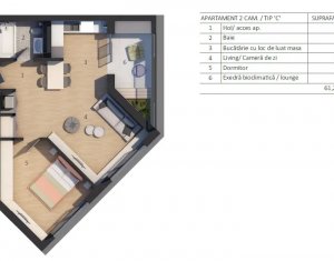 Apartament 3 camere semidec. | 62mp | Zona BMW, Floresti