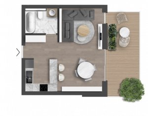 Apartament 1 + 1/2 camere, imobil de lux, terasa 15 mp !