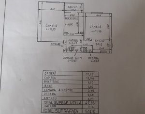 Apartament cu 2-3 camere, 51 mp, in zona Garii, parcare