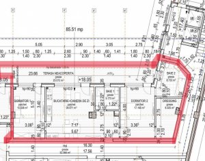 Penthouse 3 camere, terasa 25mp, zona platinia, parcare subterana, manastur