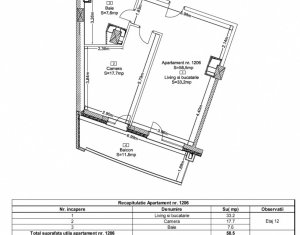Apartament 2 camere 58.5mp, terasa 11.5mp, ansamblul WINGS