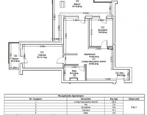 Apartament FINISAT 61mp - 3 cam, terasa 22mp, Lidl Frunzisului 
