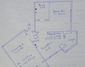  Apartament 2 camere decomandat, 51 mp, Mănăștur, comision 0%